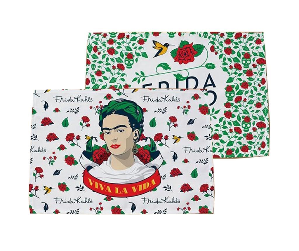 Set 2 suporturi farfurii Frida Kahlo, Frida, microfibra din poliester, 30x45 cm - Frida Kahlo