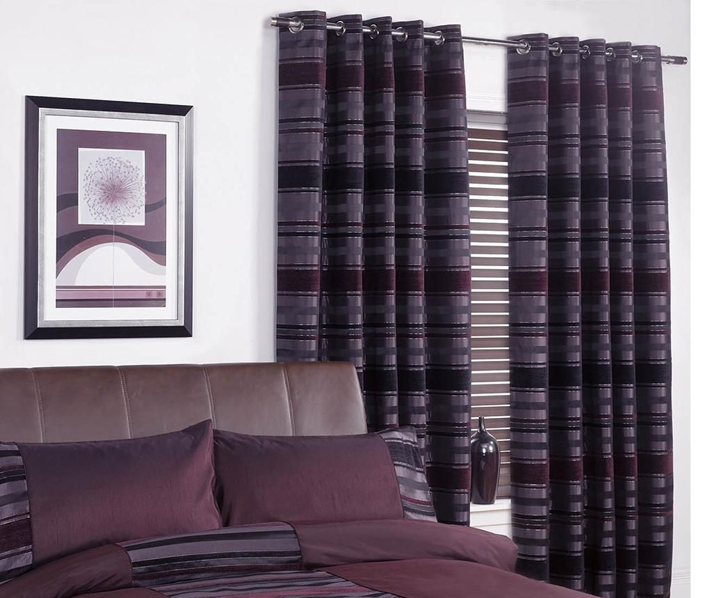 Set 2 draperii New York Aubergine 168x183 cm