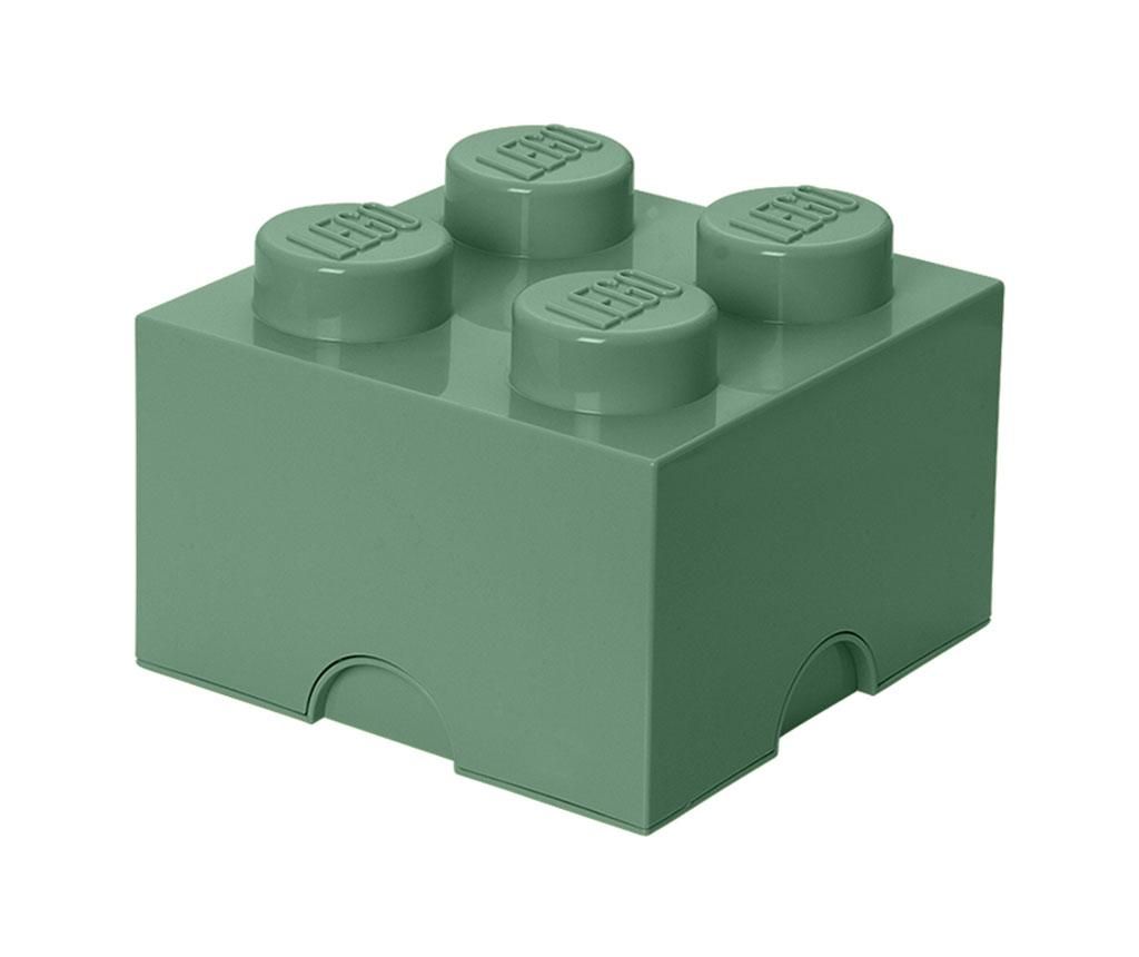 Cutie cu capac Lego Square Four Sand Green