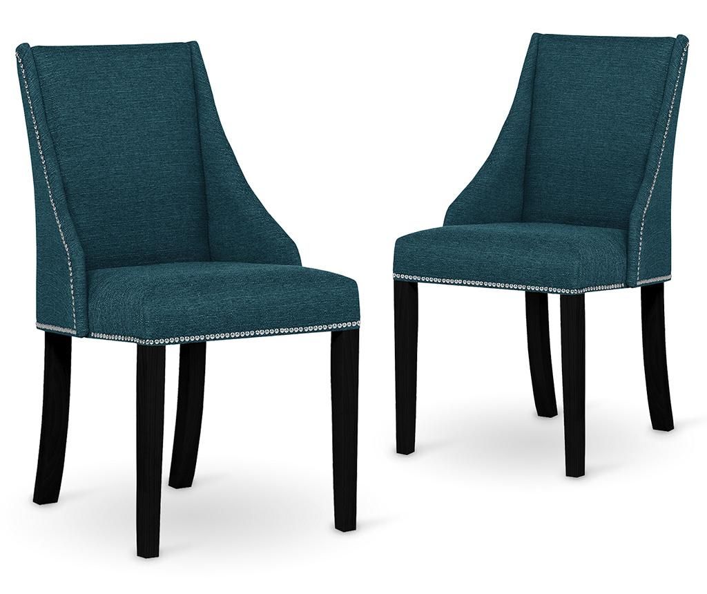 Set 2 scaune Patchouli Turquoise Noir - Ted Lapidus Maison, Albastru