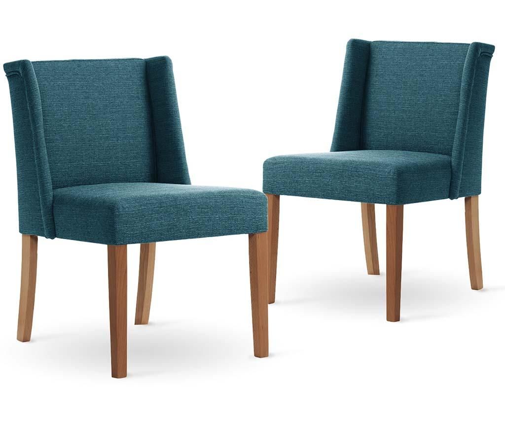 Set 2 scaune Zeste Brown Turquoise – Ted Lapidus Maison, Albastru