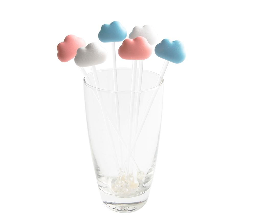 Set 6 agitatoare pentru cocktail Cloud Mix Colors – Qualy, Alb