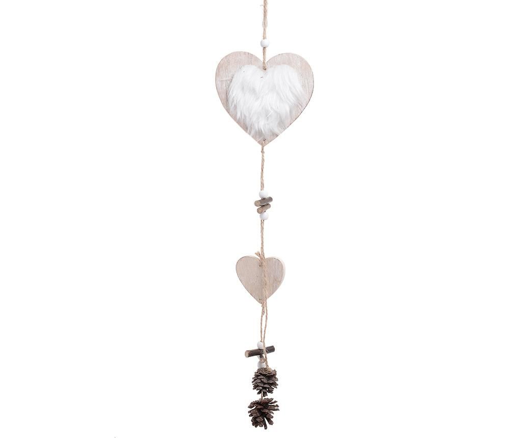 Set 6 decoratiuni suspendabile Heart with Pinecones - inart, Crem