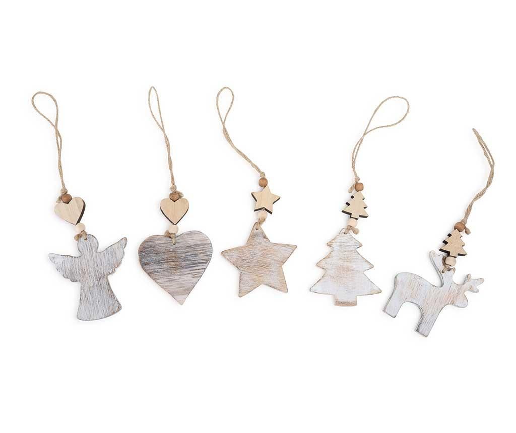 Set 5 decoratiuni suspendabile Shabby Christmas