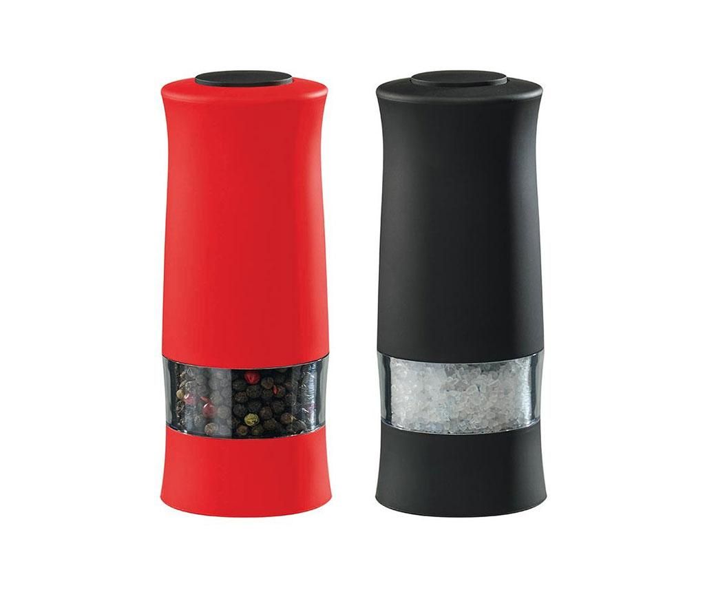 Set 2 rasnite electrice pentru condimente Duo Red Black - Kitchen Artist, Negru,Rosu imagine