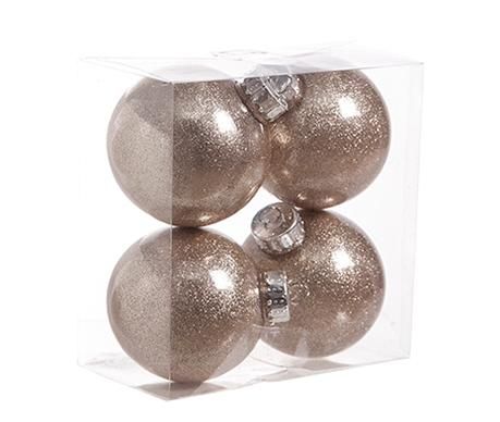 Set 4 globuri decorative Glitter Champagne