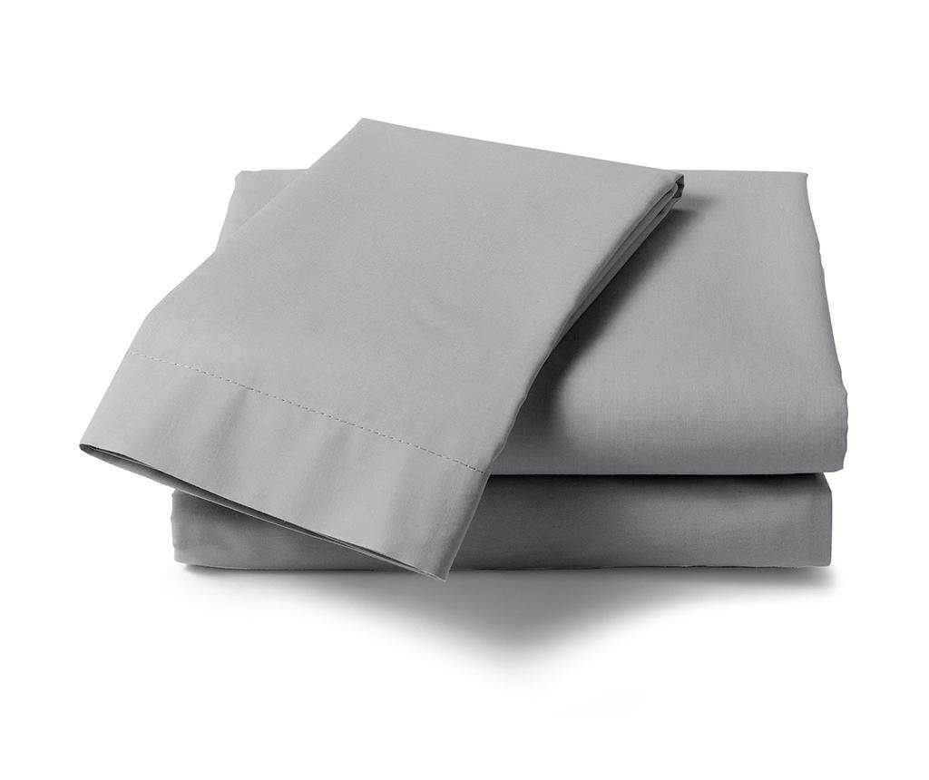 Cearsaf de pat Percale Persey Silver Grey 260x260 cm - Heckett & Lane, Gri & Argintiu