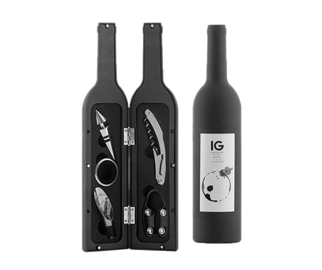 Set accesorii pentru sticla de vin 5 piese si suport Kingdom – InnovaGoods, Negru