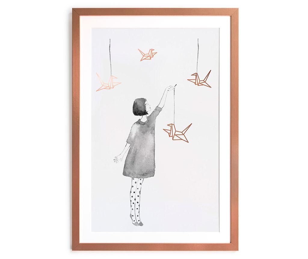 Tablou Little Girl with Birds 40x60 cm