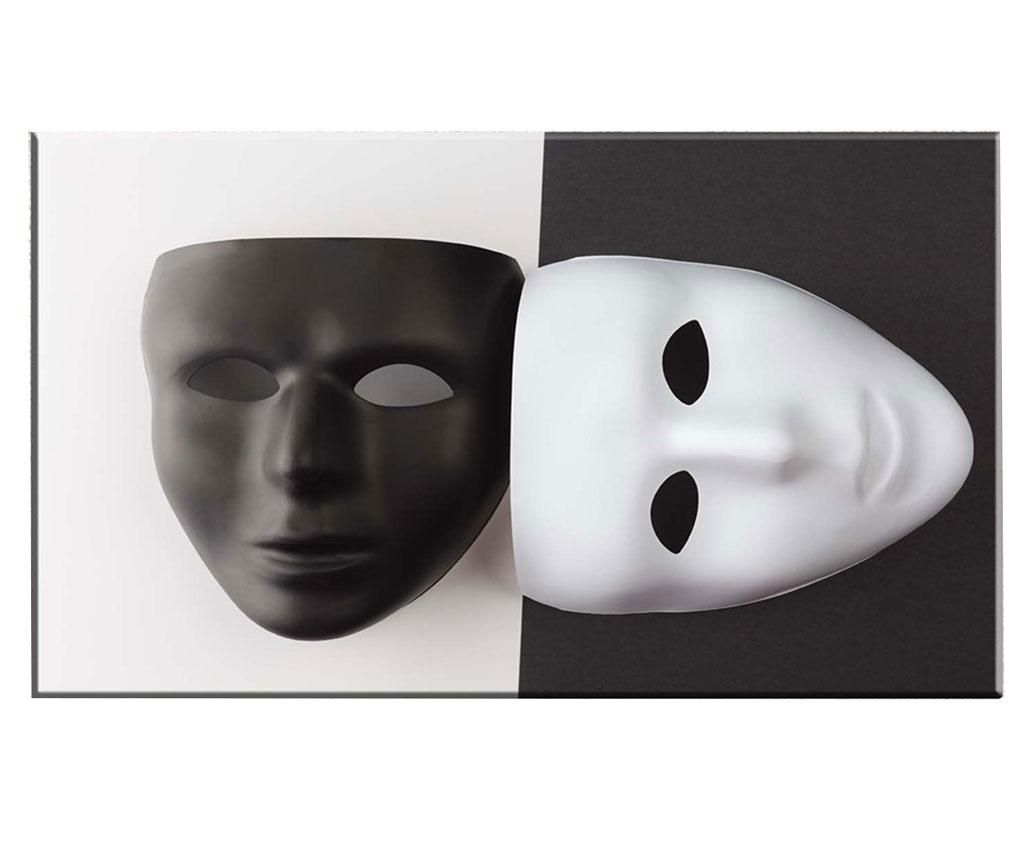 Tablou Tablo Center, Mask, canvas imprimat din bumbac, 100×140 cm – Tablo Center, Alb,Gri & Argintiu Tablo Center