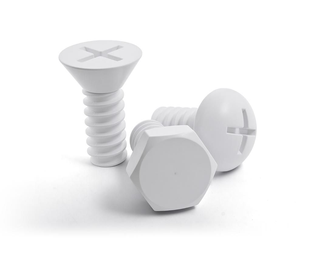 Set 3 cuiere Screw White - Qualy, Alb