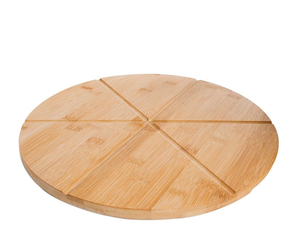 Platou pentru pizza Bambum, Slice, lemn de bambus, 35x35x2 cm – bambum, Maro bambum