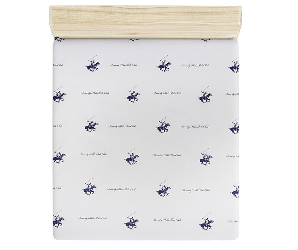 Cearsaf de pat Ranforce Polo Club Blue White 240x260 cm - Beverly Hills Polo Club, Alb