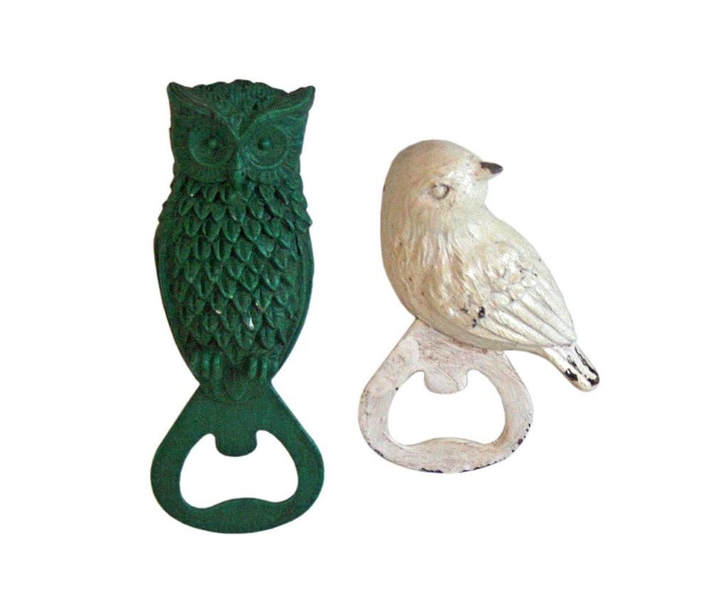 Set 2 deschizatoare pentru sticle Owl and Bird – Originals, Alb,Verde Originals
