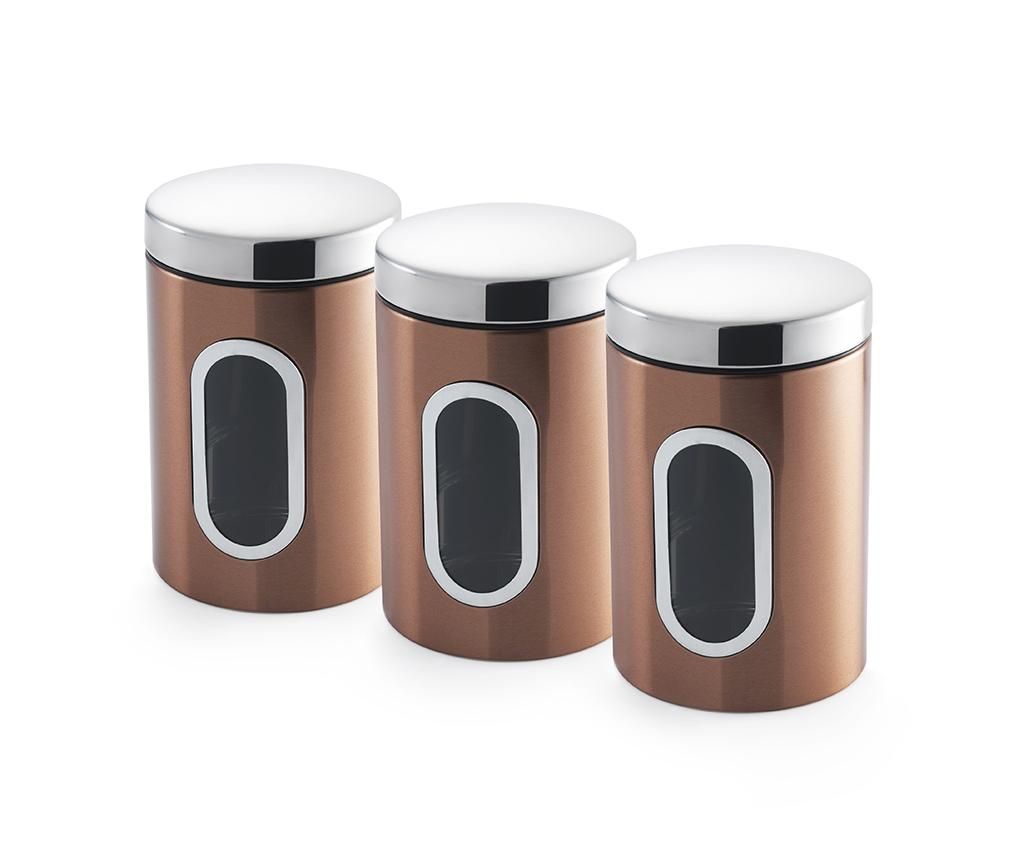 Set 3 recipiente cu capac Bready Copper - ADDIS, Galben & Auriu