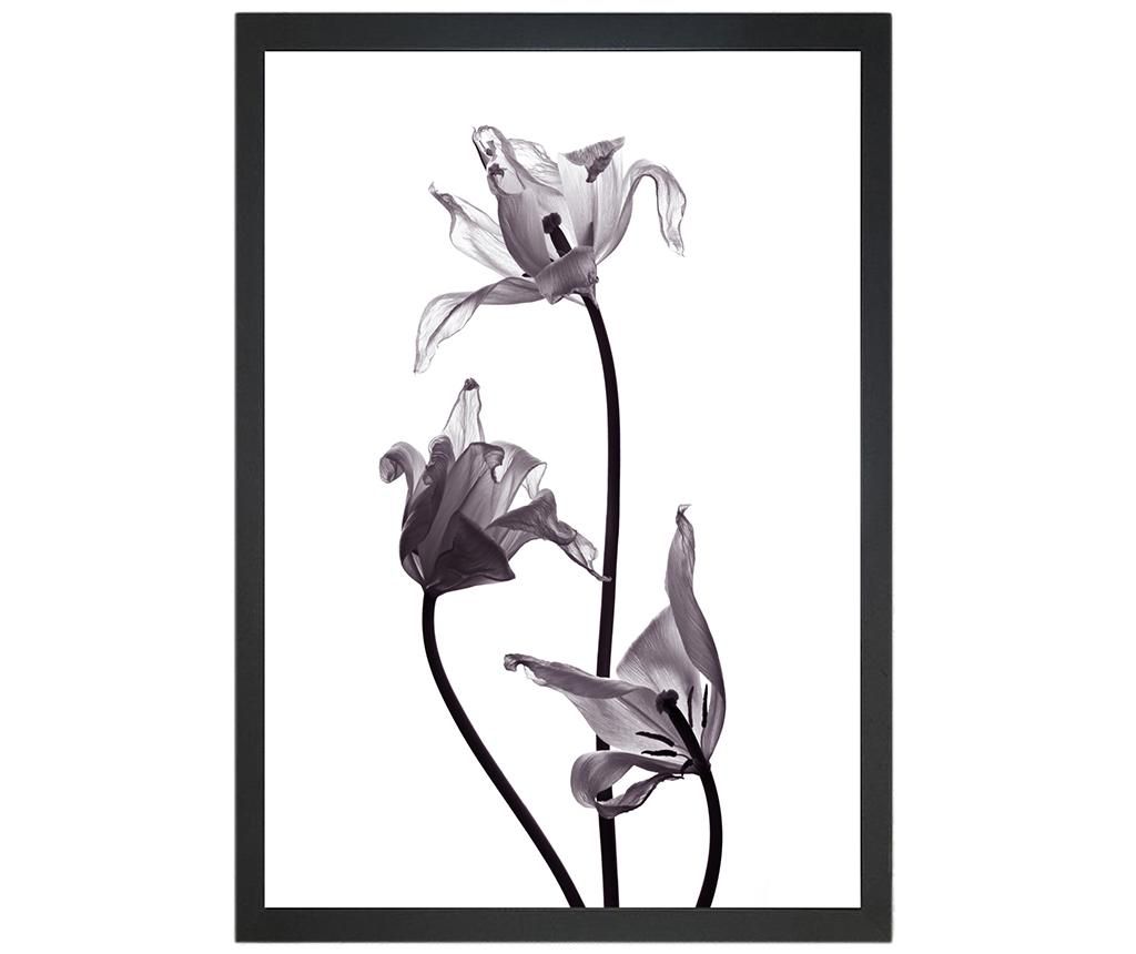 Tablou Beautiful Blossoms 24x29 cm - Oyo Concept, Gri & Argintiu