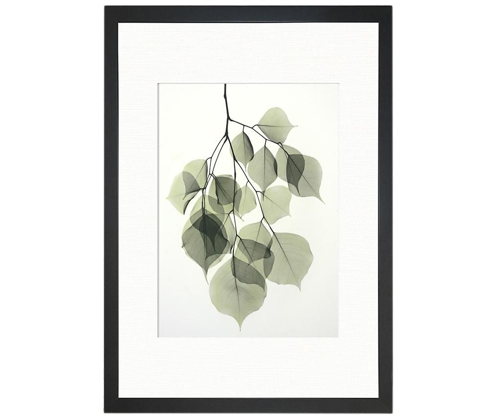 Tablou Tender Leaves 24x29 cm - Oyo Concept, Gri & Argintiu
