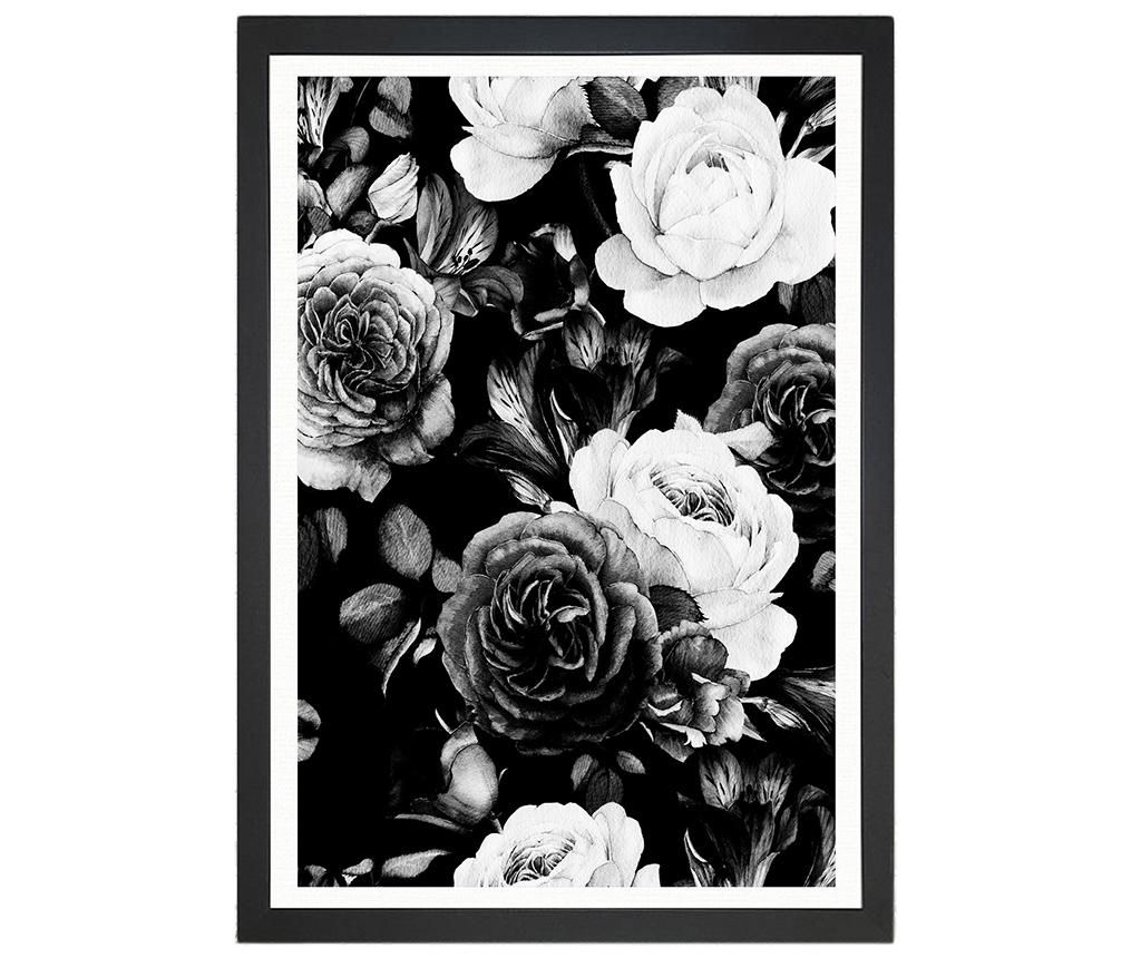 Tablou Floral Delight 24x29 cm - Oyo Concept, Negru