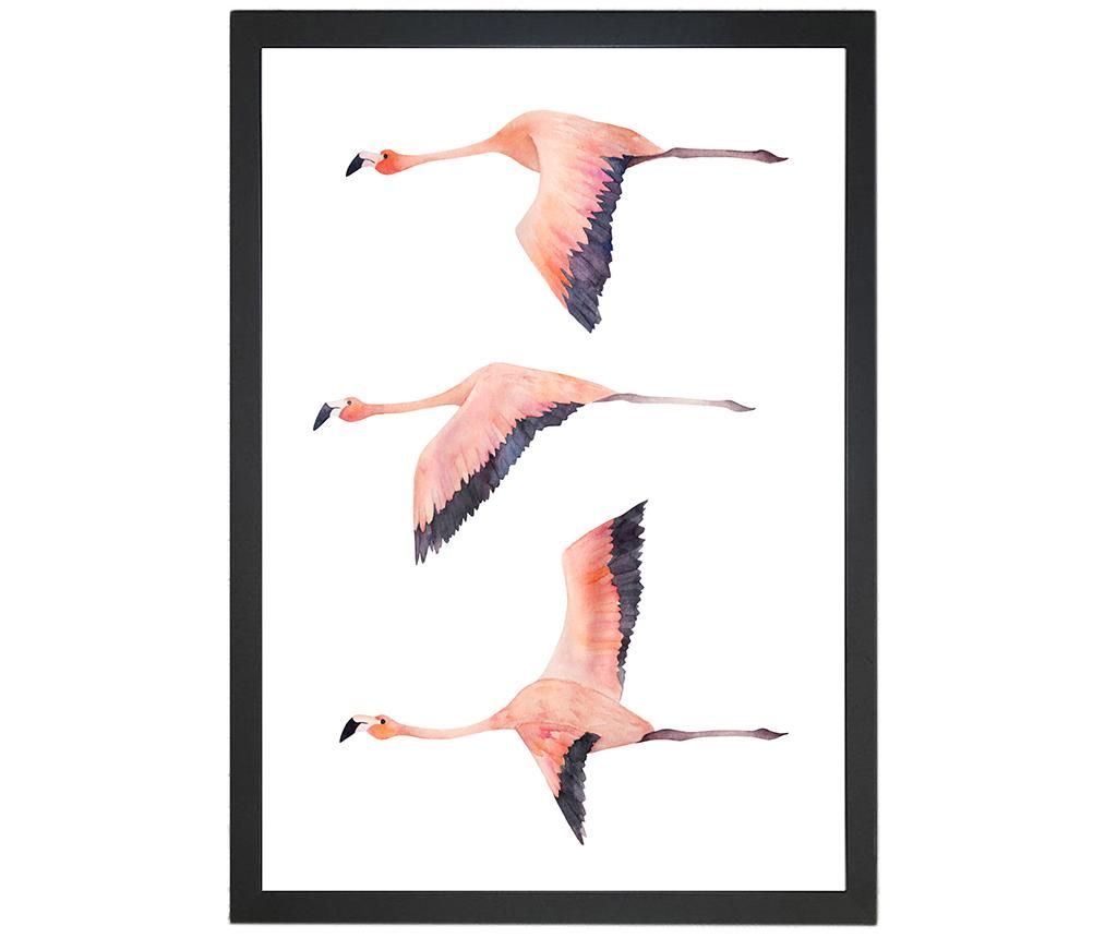 Tablou Flying Flamingos 24x29 cm - Oyo Concept, Multicolor