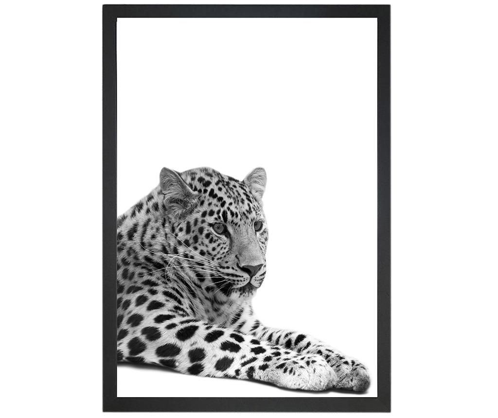 Tablou Lying Leopard 24×29 cm – Oyo Concept, Gri & Argintiu Oyo Concept