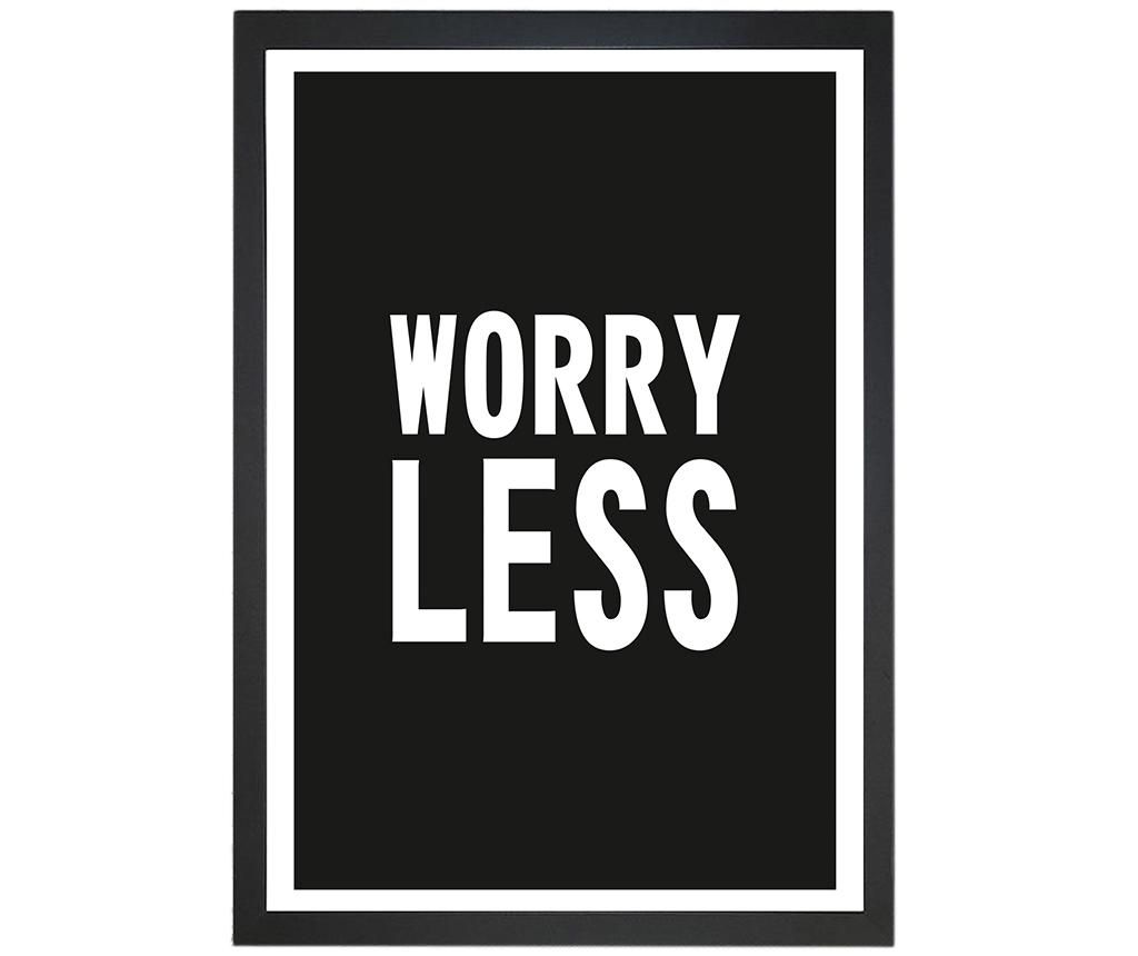 Tablou Worry Less 24x29 cm - Oyo Concept, Negru