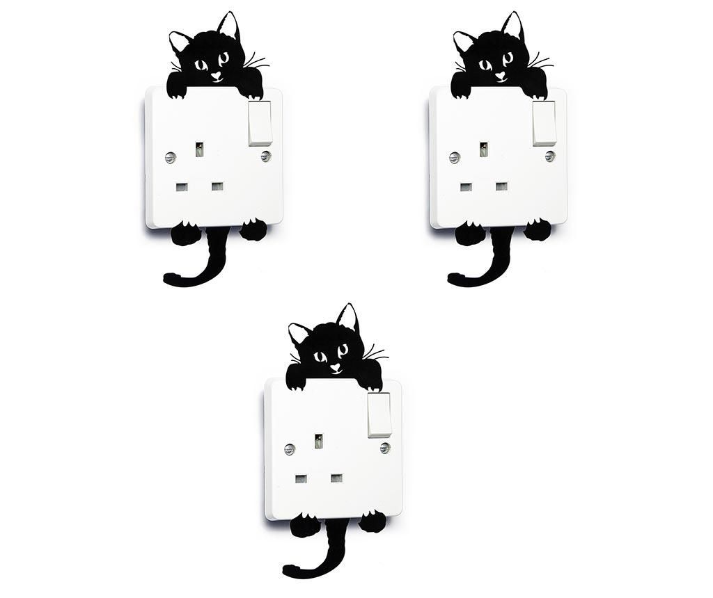 Set 3 stickere pentru intrerupator Cute Cat