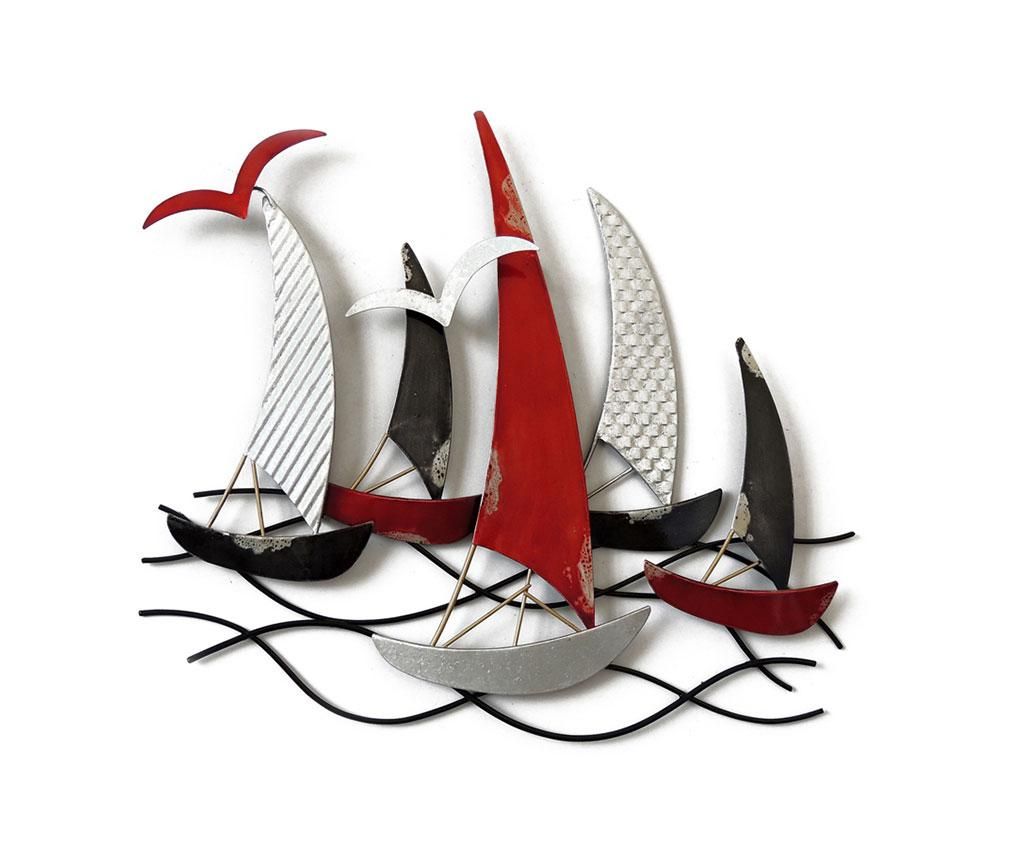 Decoratiune de perete Beaux Arts Racing Boats Black Silver Red - Socadis, Negru,Rosu