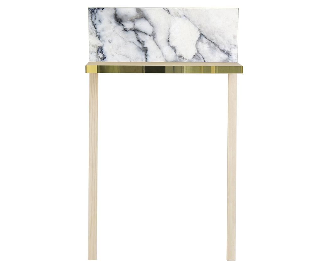 Consola Surdic, Gliss White Marble, lemn de pin, 50x20x84 cm - Surdic, Alb