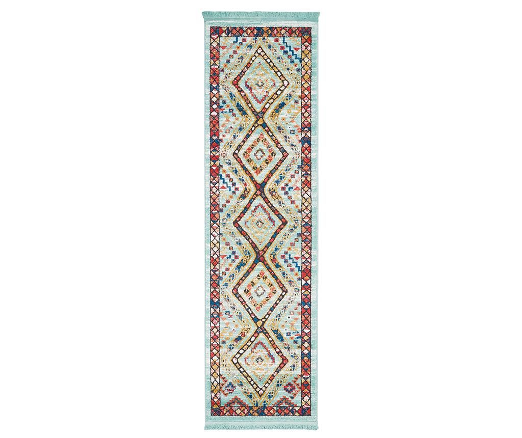 Covor Navajo Aqua Runner 66x130 cm - Nourison, Albastru