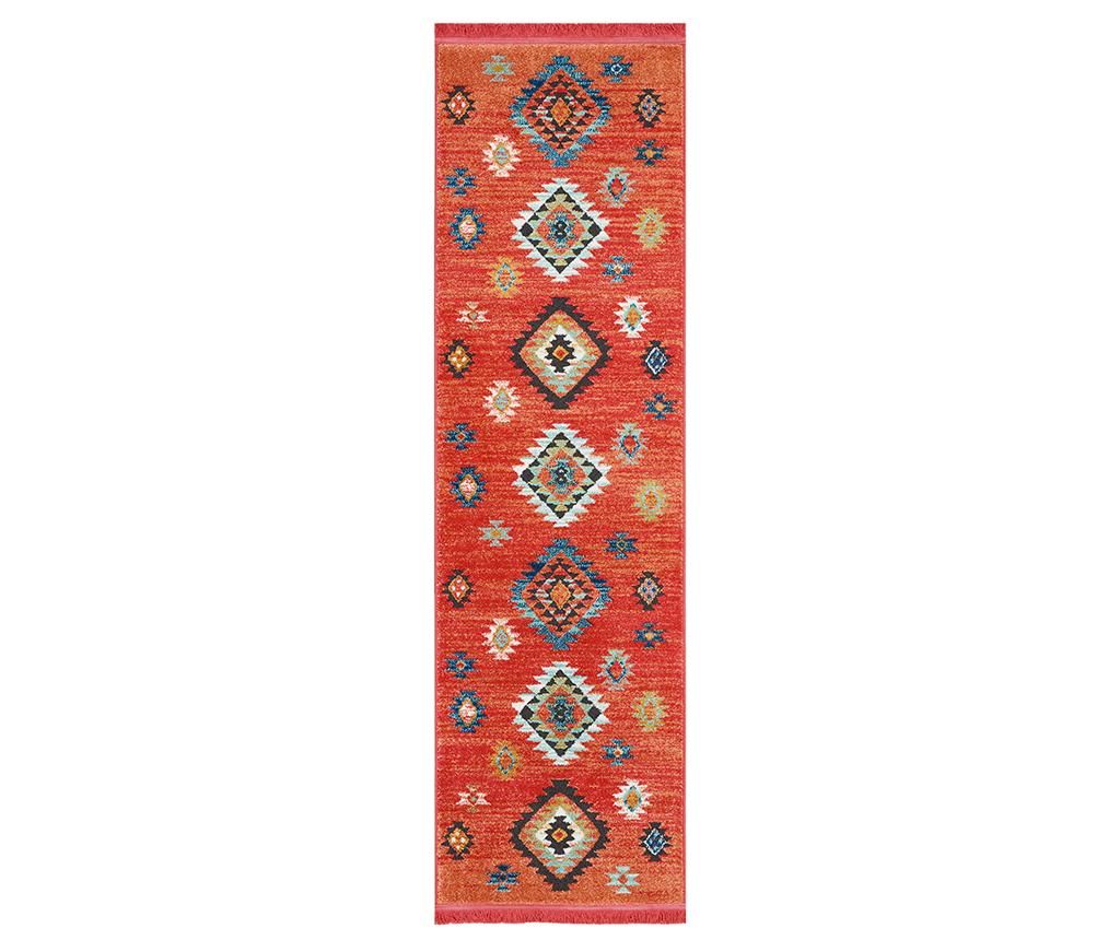 Covor Navajo Seven Red Runner 66x130 cm - Nourison, Rosu,Multicolor