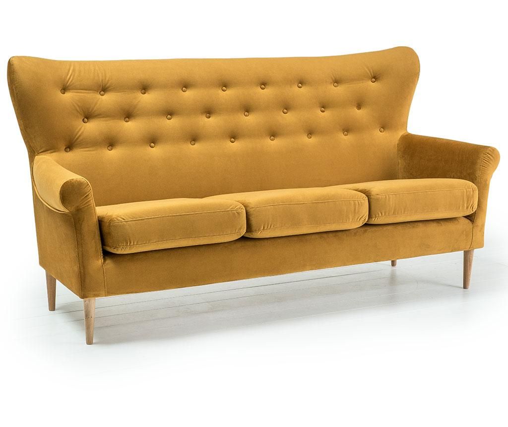 Canapea 3 locuri Optisofa, Amelie Golden, 196x81x97 cm - Optisofa, Galben & Auriu