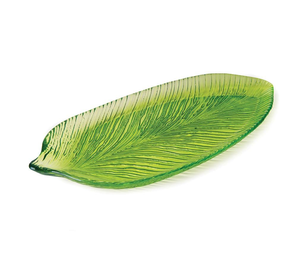 Platou Excelsa, Leaf, sticla, 30x14x2 cm – Excelsa, Verde Excelsa