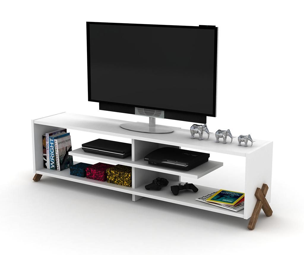 Comoda TV Rafevi, Kipp Walnut White, structura din PAL, 145x31x39 cm, alb/maro – Rafevi, Alb Rafevi imagine 2022