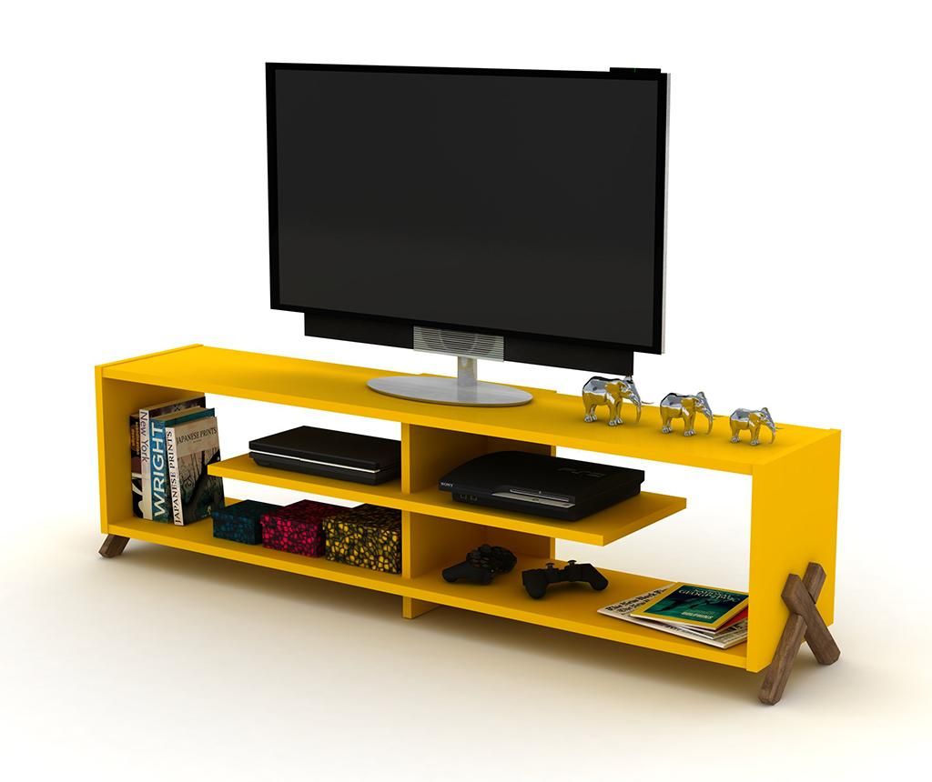 Comoda TV Rafevi, Kipp Walnut Yellow, structura din PAL, 145x31x39 cm, galben/maro – Rafevi, Galben & Auriu Rafevi pret redus