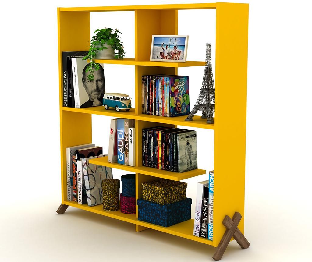 Biblioteca Kipp Walnut Yellow - Rafevi, Galben & Auriu