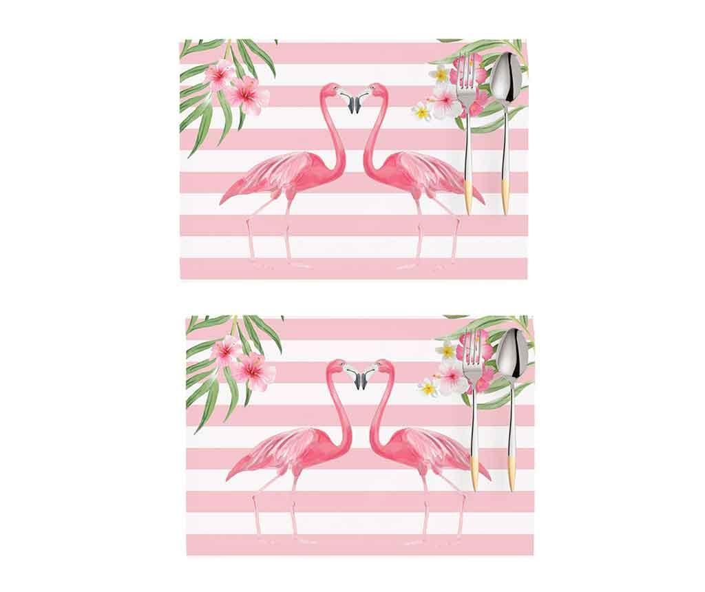 Set 2 suporturi farfurii Flamingo Love Story White and Pink 33x45 cm