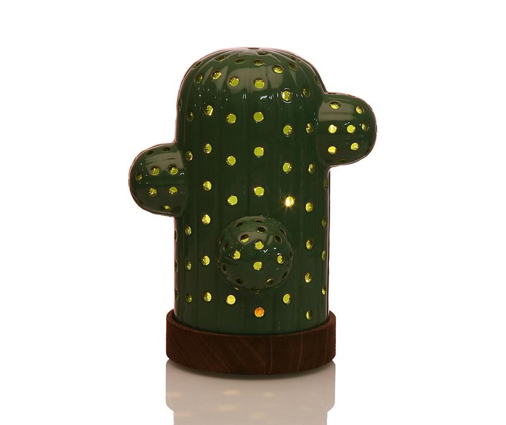 Decoratiune luminoasa Versa, Cactus Dark Green, sticla, 15x12x17 cm - Versa