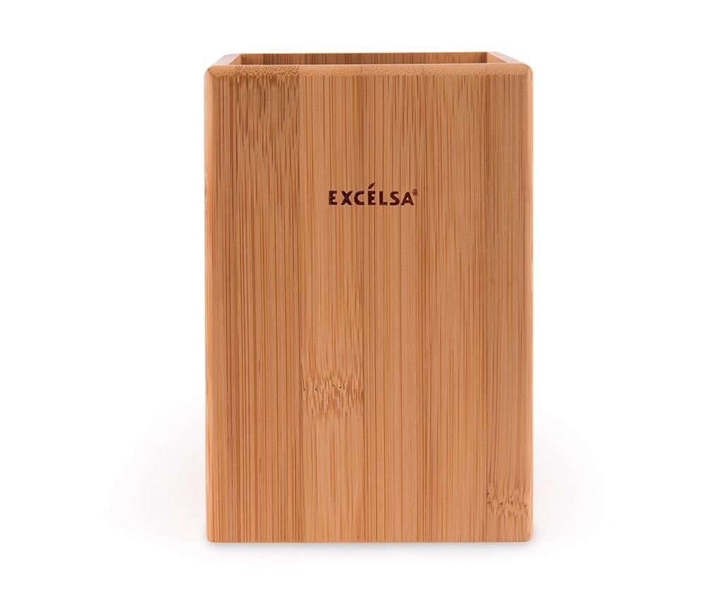 Suport pentru ustensile de bucatarie Excelsa, Moselle, lemn de bambus, 11x11x15 cm – Excelsa, Crem Excelsa imagine 2022