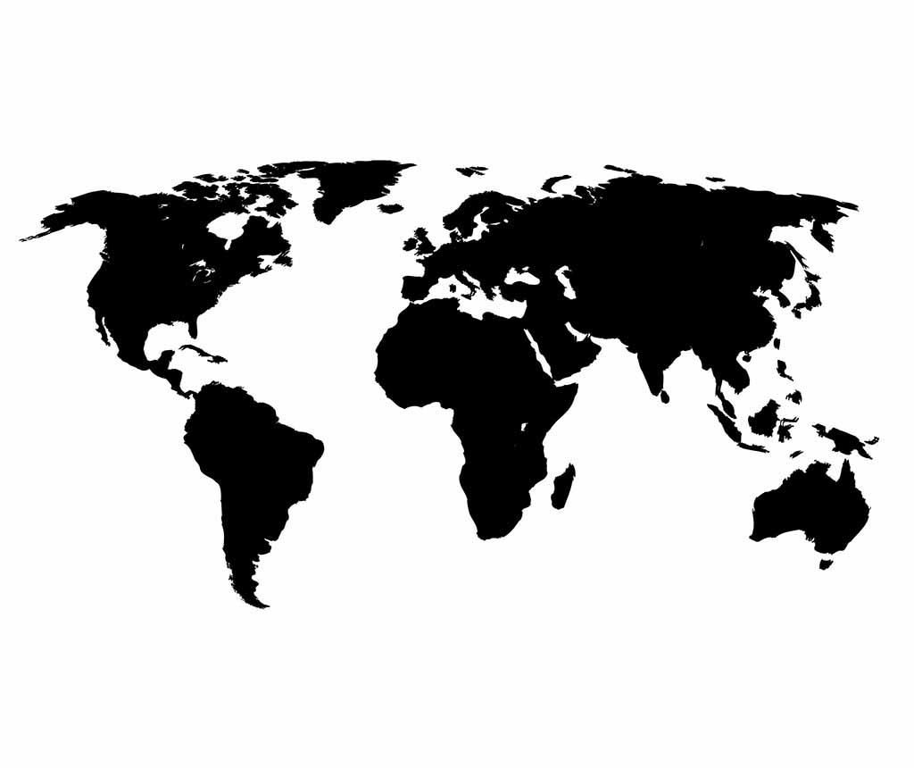 Sticker World Map – Pushy, Negru