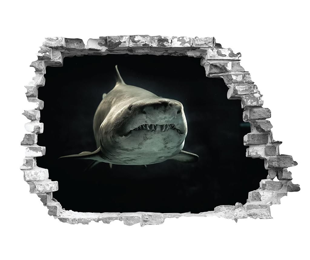Sticker 3D Requin – BeeStick, Gri & Argintiu,Negru