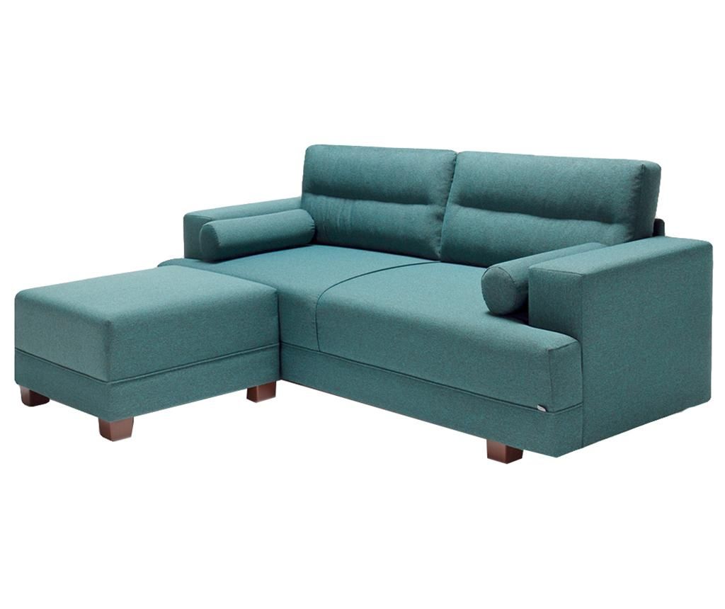 Set canapea 3 locuri si taburet pentru picioare Oslo Turquoise imagine