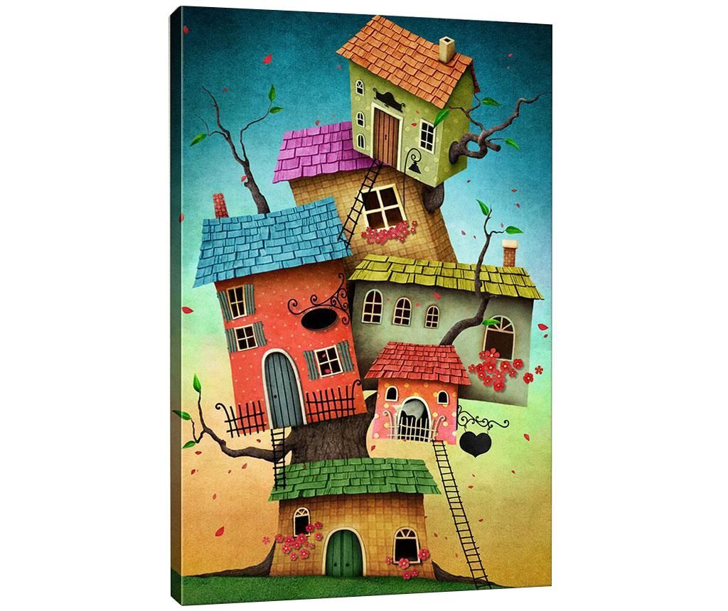 Tablou Tablo Center, Tree Houses, canvas imprimat din 100% bumbac, 40×60 cm – Tablo Center, Multicolor Tablo Center