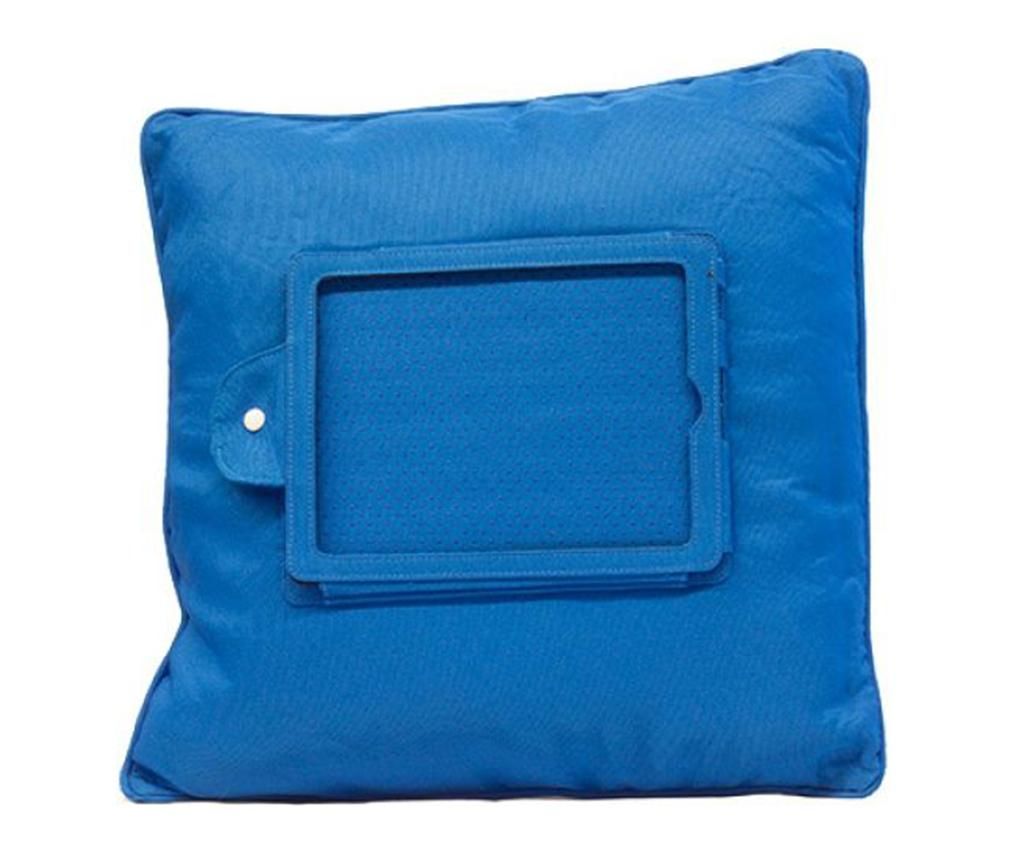 Perna decorativa cu suport pentru tableta Zyron Blue 44x44 cm