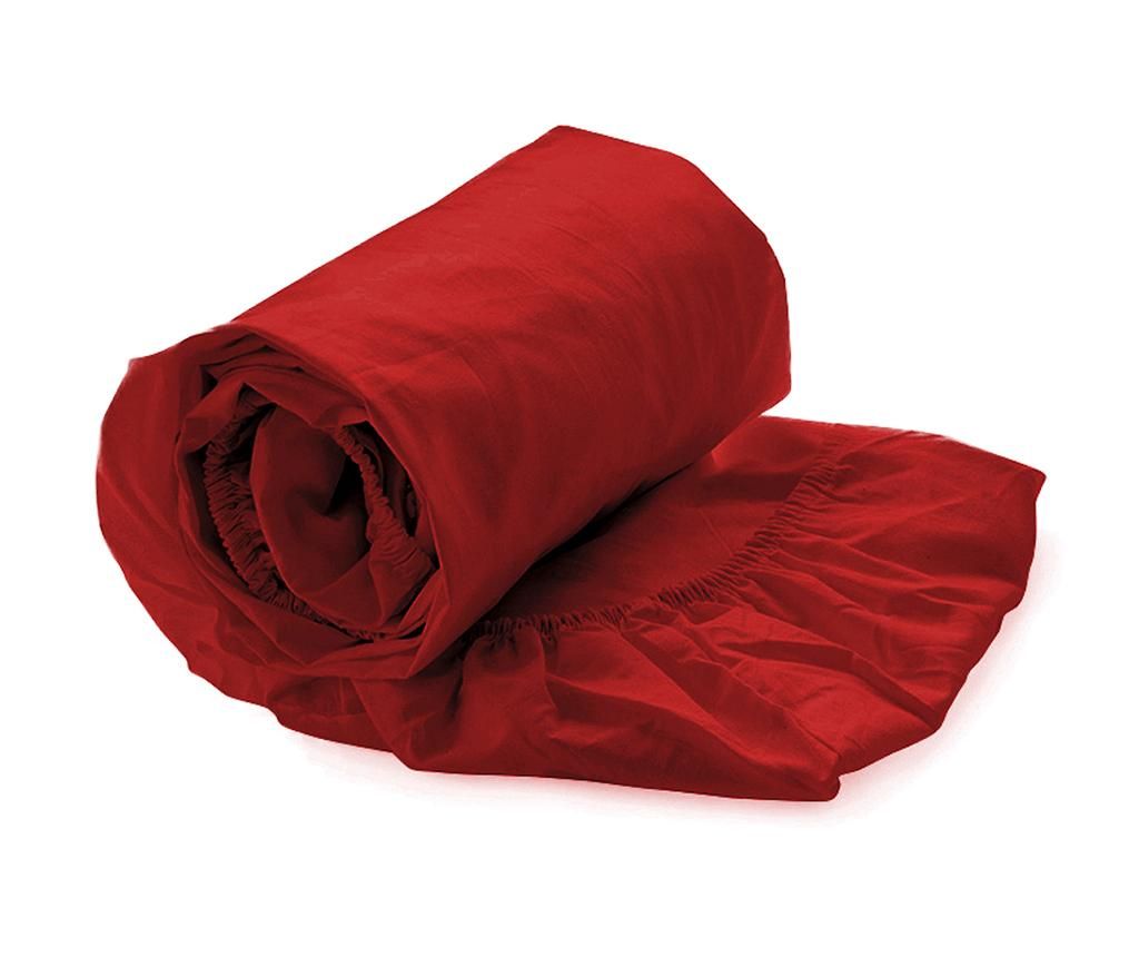 Cearsaf de pat cu elastic Satin Heckett & Lane, Aurora Red, bumbac satinat, 90×220 cm – Heckett & Lane, Rosu Heckett & Lane