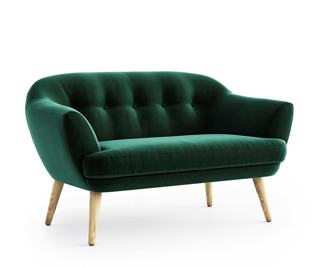 Canapea 2 locuri Optisofa, Elsa Riviera Dark Green, 135x86x77 cm - Optisofa, Verde