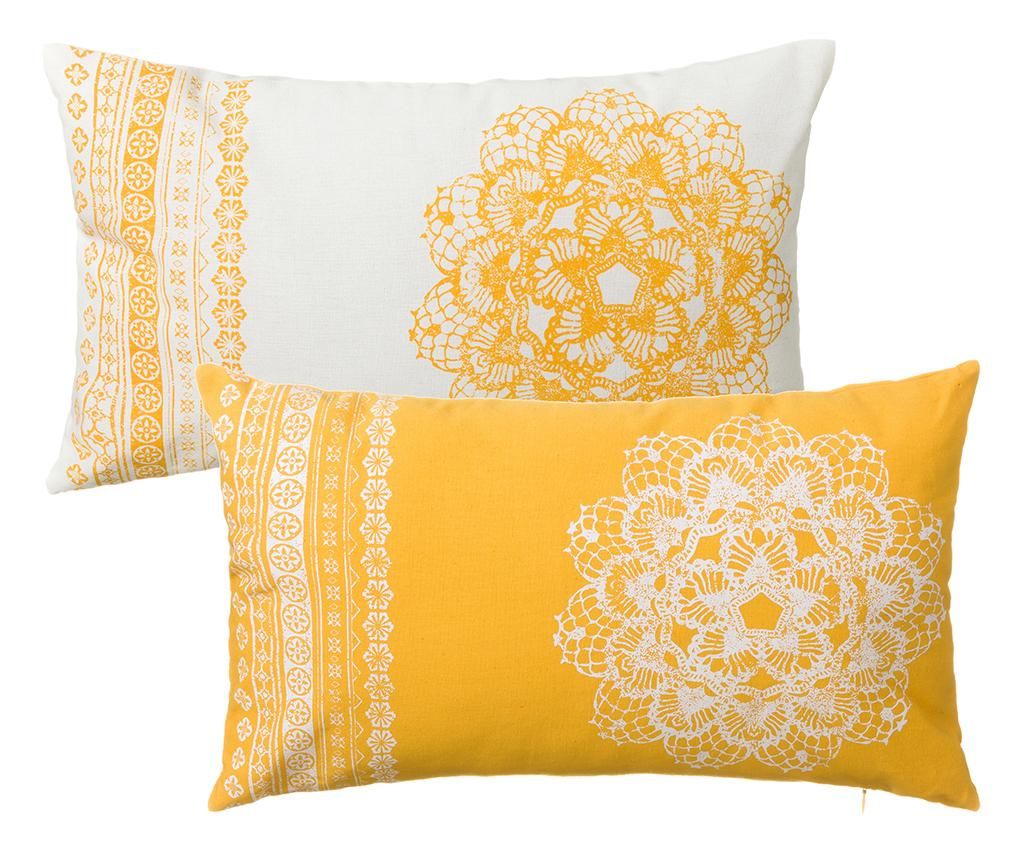 Set 2 perne decorative Mandala Yellow White 30x50 cm