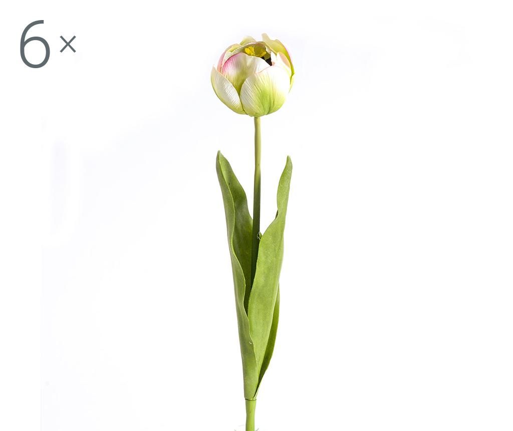 Set 6 flori artificiale Tulipano Green and Pink – Dino Bianchi, Roz,Verde Dino Bianchi