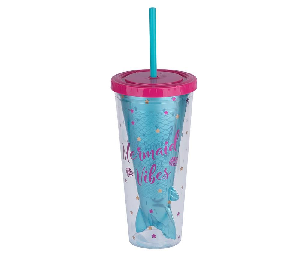 Cana de calatorie cu pai Mermaid Vibes 330 ml