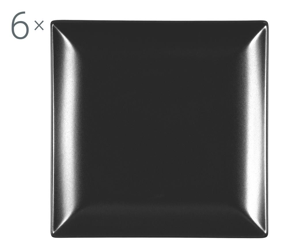 Set 6 farfurii intinse H&h, Boston Black, ceramica, 25x25x3 cm – H&H, Negru H&H