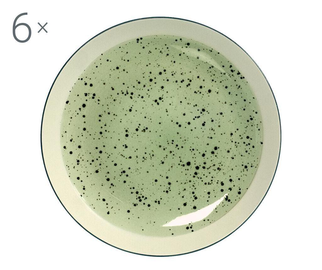Set 6 farfurii intinse Mimosa Green – H&H, Verde H&H imagine 2022